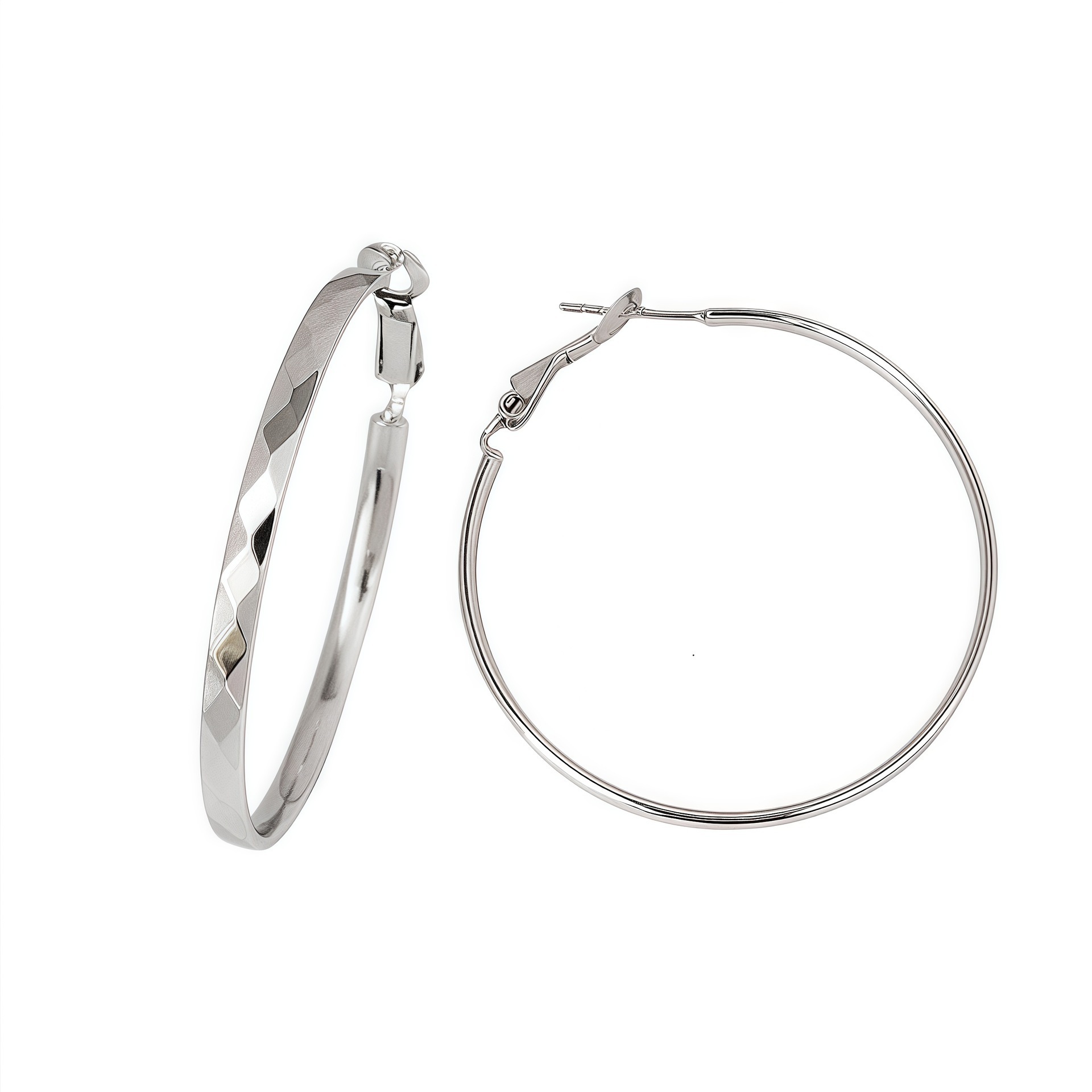 Simple and cold diamond-shaped plain ring earrings for women, cold and fashionable style, large ear rings, 2025 new versatile earrings Item Picture
