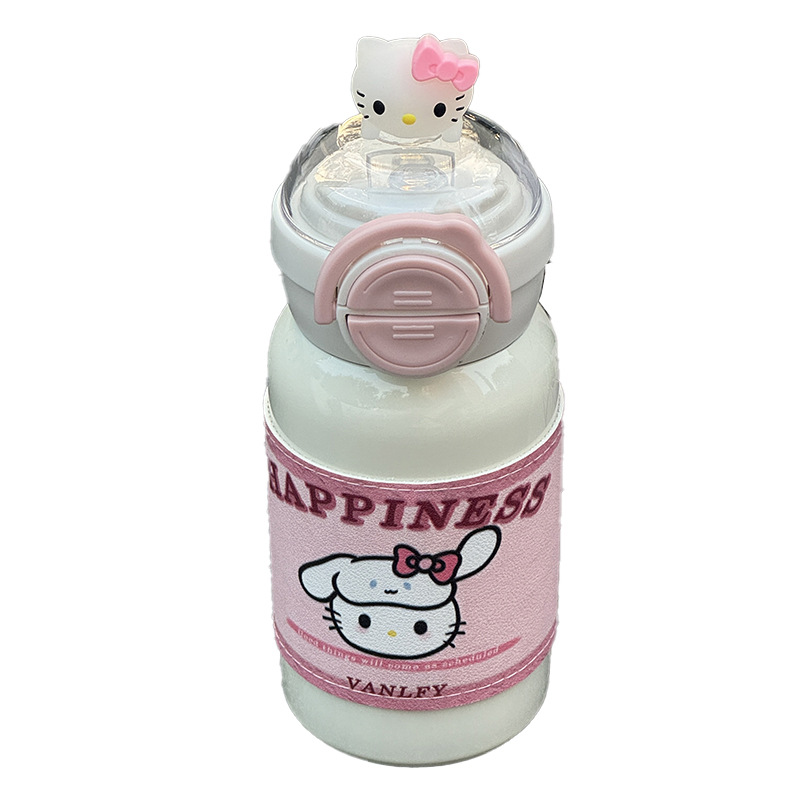 Cute anime cat and dog stickers, insulated cup, student water cup, 316 cup sleeve, portable, high appearance level, small insulated cup Item Picture