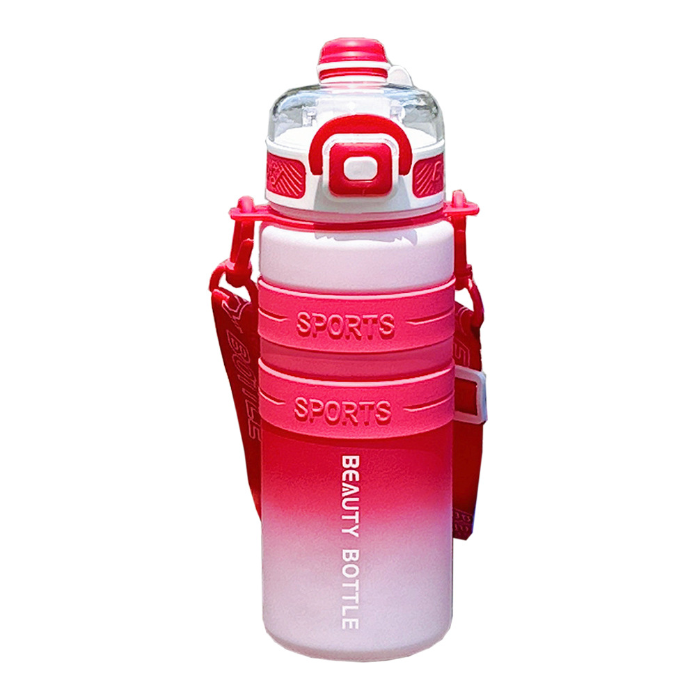 New sporty gradient color plastic cup with high appearance level, outdoor fitness summer water cup, large capacity double-drinking straw cup Item Picture