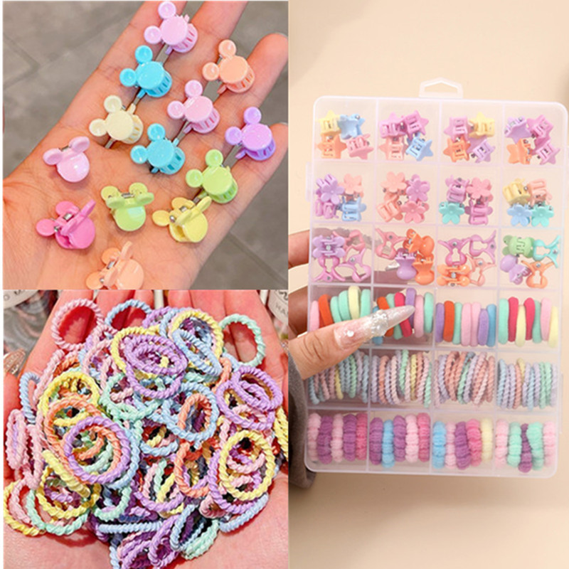 The new flower-shaped rubber band is cute and won't hurt hair. It's a hair tie, rubber band, girls' storage box, small grab, and girls' hair accessory Application Scenario