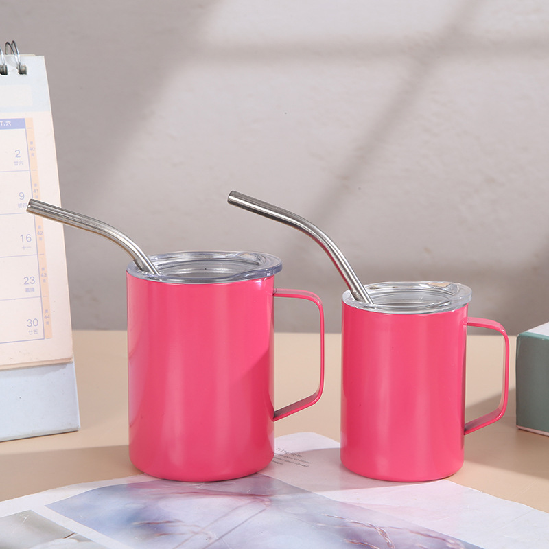 Wholesale of cross-border 304 stainless steel insulated cups, mini handle mugs, office coffee straw cups and car cups details Picture