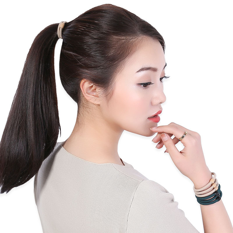 Korean version thick basic hair tie, black simple rubber band, high elasticity hair band, black bean hair tie and hair accessory, 2-yuan store supply details Picture