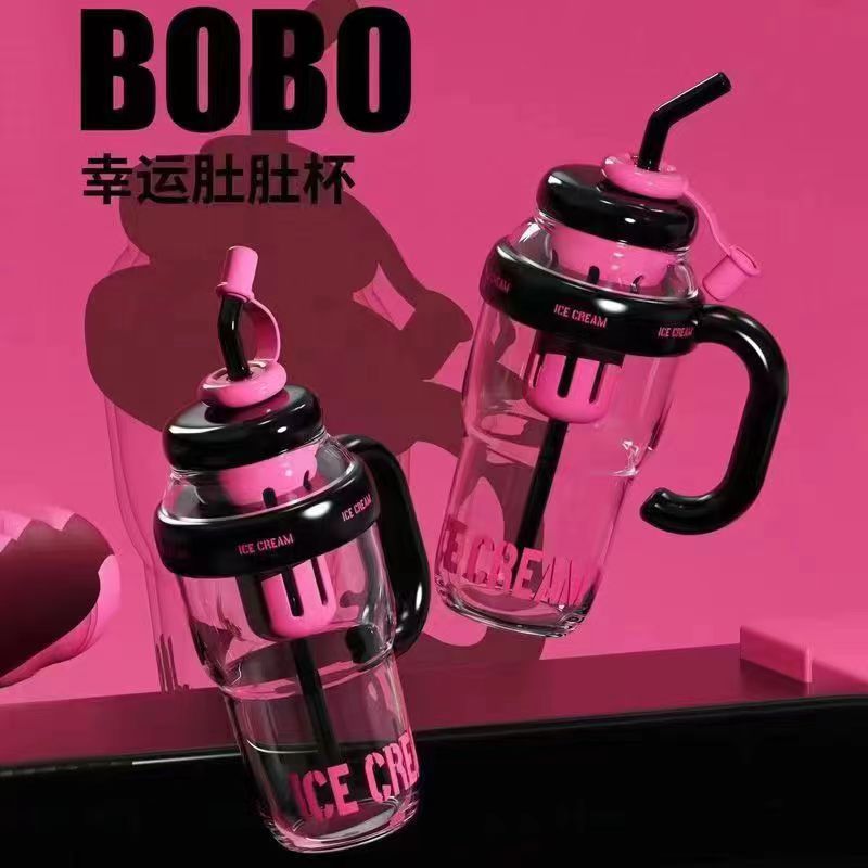 2024 New summer cute feng shui Cup, high appearance level cup for male and female college students, portable plastic water cup with straw Specification drawing