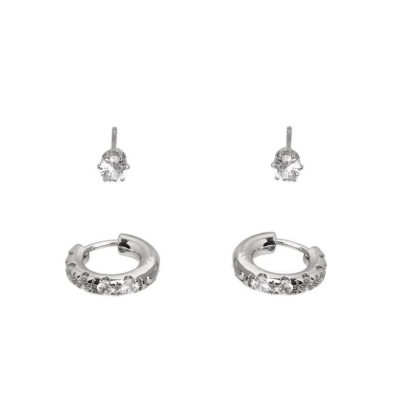 Silver needle plain ring ear stud earrings, women's niche double ear holes, high-end ear ring earrings, 2024 new best-selling ear buckles Item Picture
