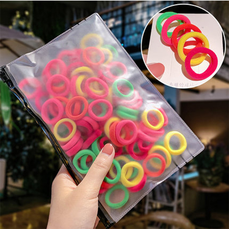 Korean version children's hair band, hair tie, seamless towel band, hair tie, high-elasticity rubber band, hair tie with a diameter of 2 CM, children's hair accessory Specification drawing