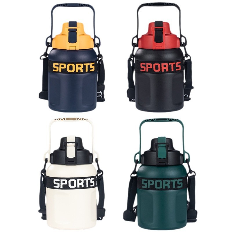 Large-capacity sports water bottle, 316 stainless steel vacuum insulated cup, portable outdoor bouncing lid with lifting rope, tonnage bucket Item Picture