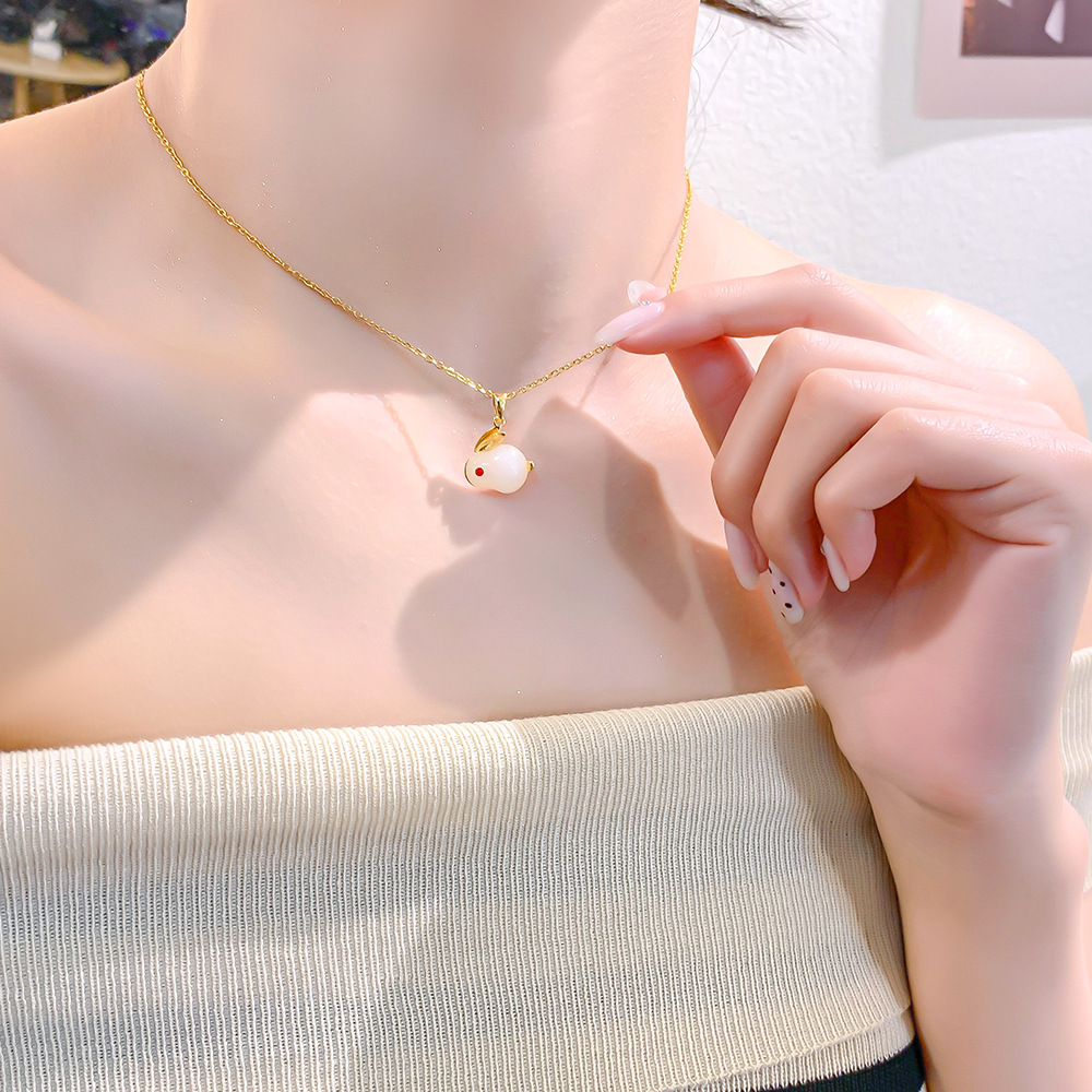2023 New Style Rabbit Year simple Little rabbit titanium steel necklace, versatile and personalized for women, popular collarbone chain, high-end accessory details Picture
