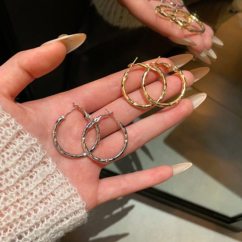 Simple and delicate silver circle earrings for women, a new bestseller in 2025, with a high-end feel. The ear loops and ear rings are niche design earrings full figure