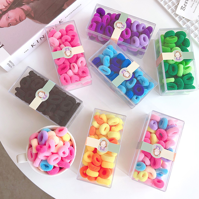 Cotton soft towel hair band in rainbow color, 60 pieces in a box, baby hair tie, children's rubber band, non-damaging to hair, children's hair accessory full figure
