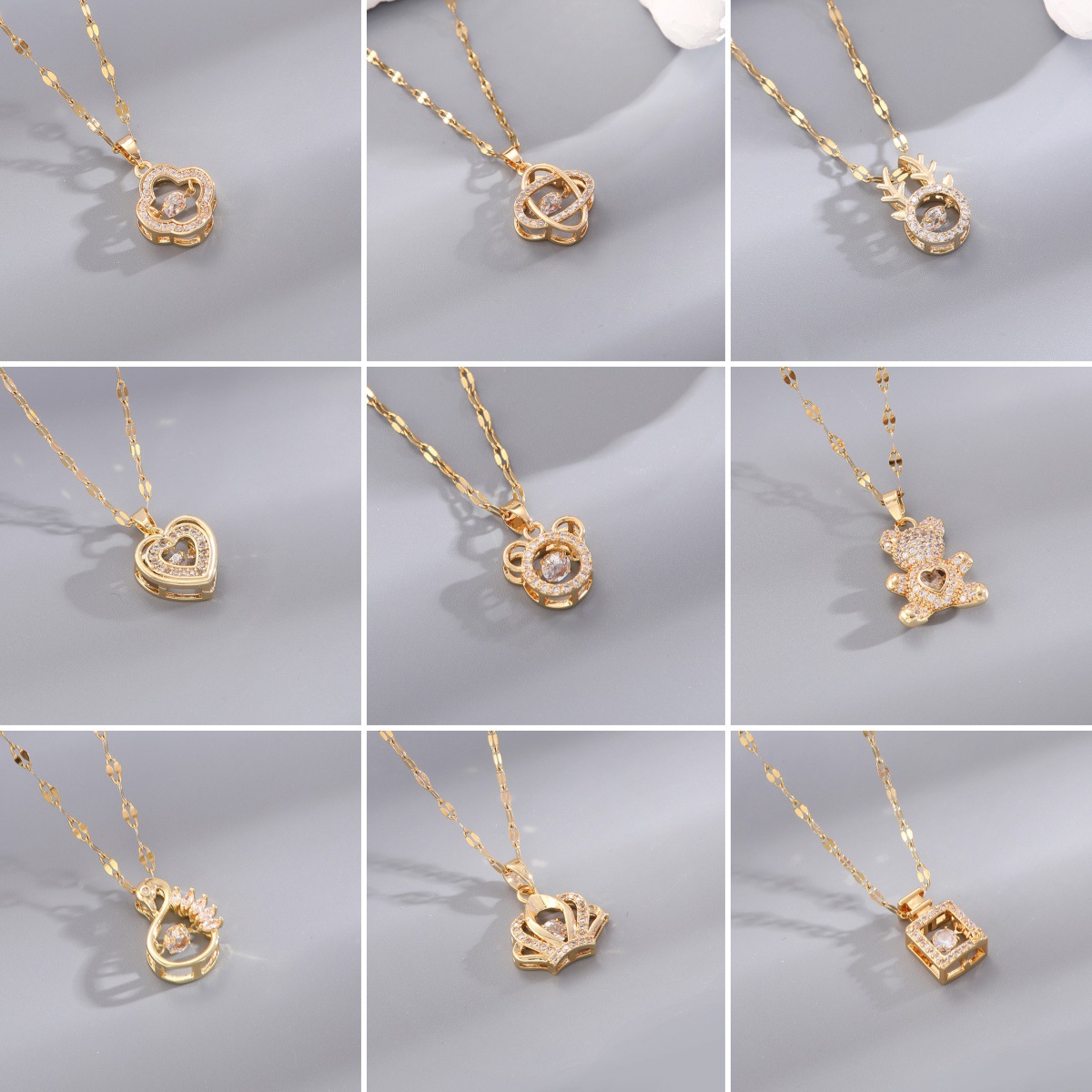 【 Titanium Steel 】 Cross-border dynamic necklace, Angel Wings, Light luxury, slightly inlay water diamonds, versatile and non-fading collarbone chain full figure