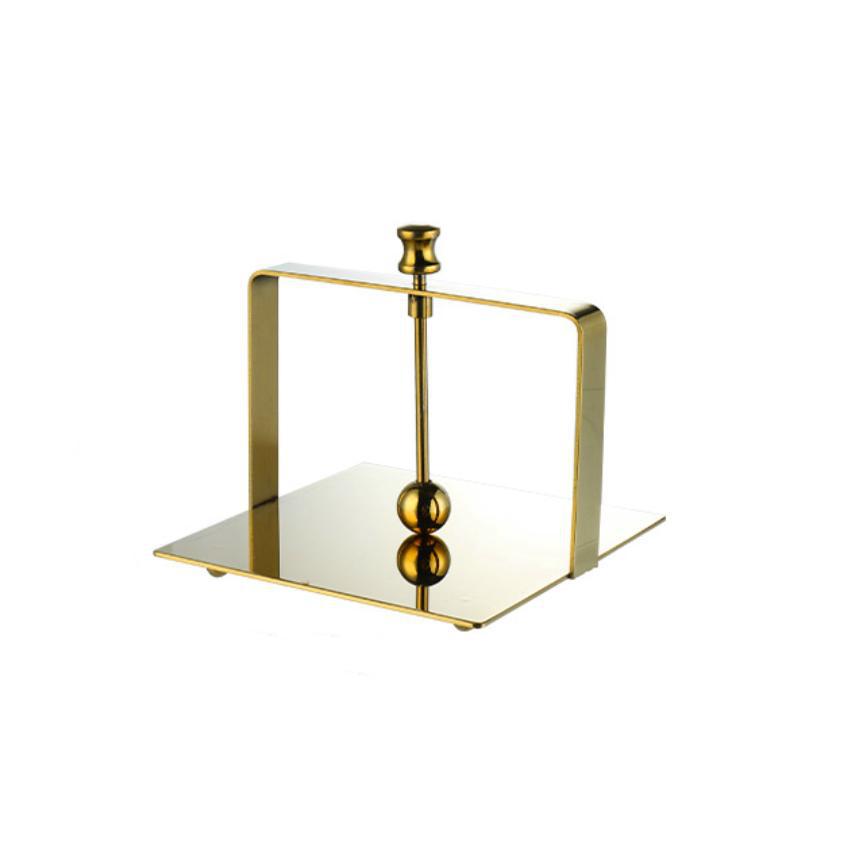 Creative stainless steel tissue holder, square stand, restaurant and hotel countertop tissue holder, simple napkin holder, European-style paper pressing stand Item Picture