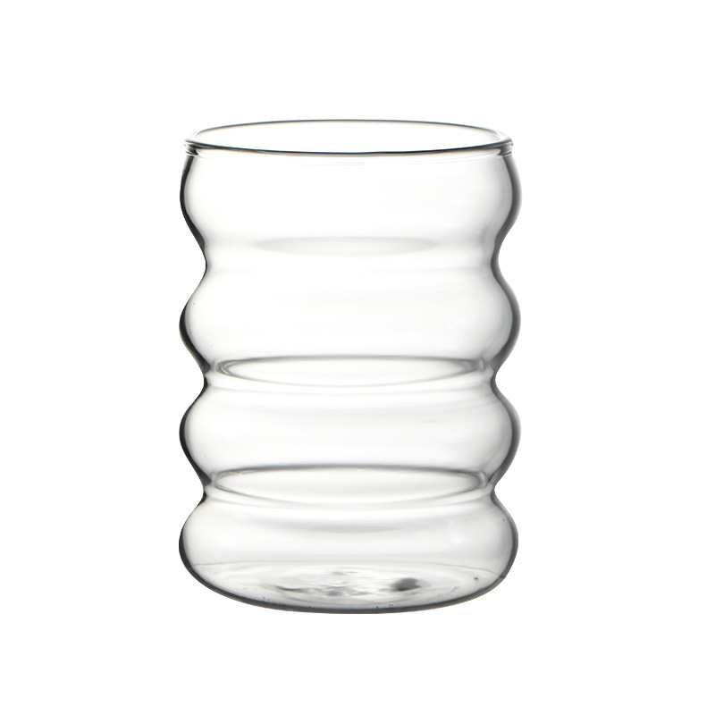 High-appearance-level corrugated milk cups as souvenirs, high-temperature resistant coffee cups, high-borosilicate internet-famous gourd glass cups Item Picture
