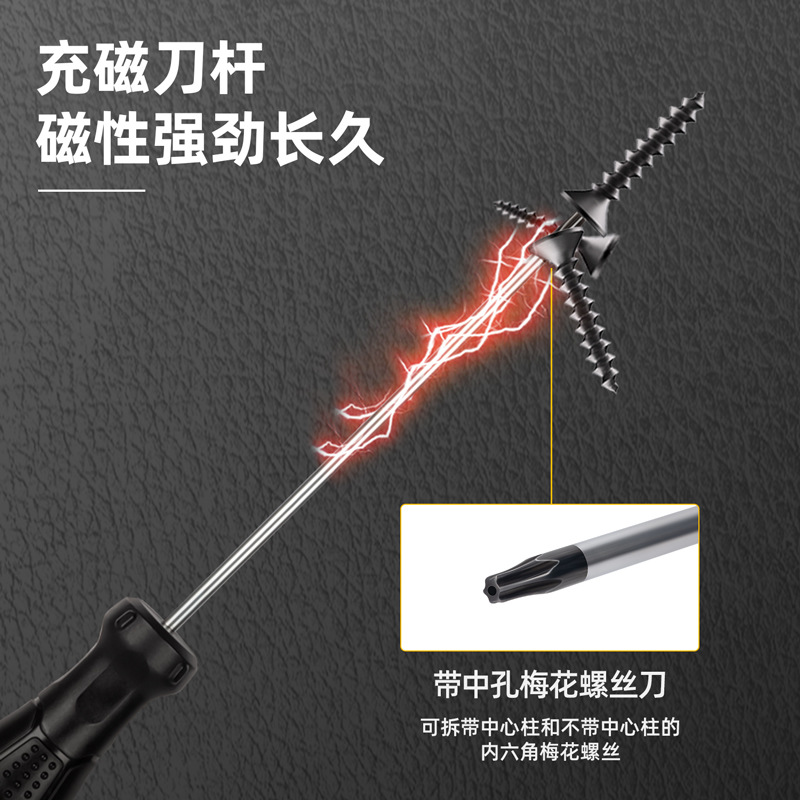 Deli mid-hole patterned screwdriver with magnetic special-shaped rubber handle star-shaped screwdriver, multi-functional portable screwdriver Specification drawing