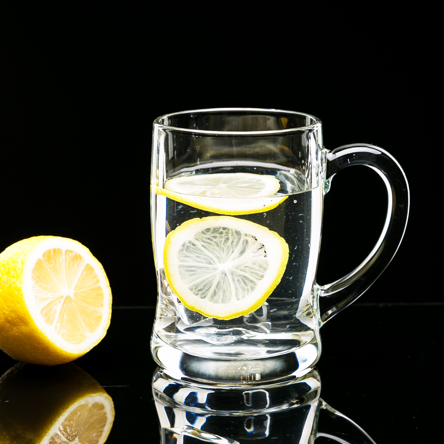 Green apple transparent glass handle cups, beer mugs, tea cups, juice cups, water cups, glass cups wholesale with logo printing details Picture