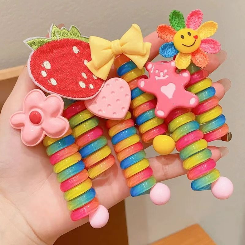 Children's curly phone cord hair tie, girls' high ponytail hair tie, durable, high elasticity, no damage to hair, new style hair tie hair accessory details Picture