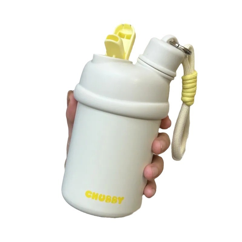 Autumn and winter stainless steel portable water cup for both men and women, high appearance level, insulated water cup with straw for direct drinking, dual-purpose travel cup Item Picture