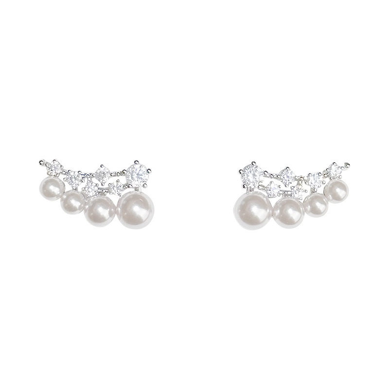 Ultra-sparkling and exquisite zircon wings with diamond-encrusted pearl stud earrings, a unique and elegant women's light luxury niche design, exuding a sense of high-end quality Item Picture