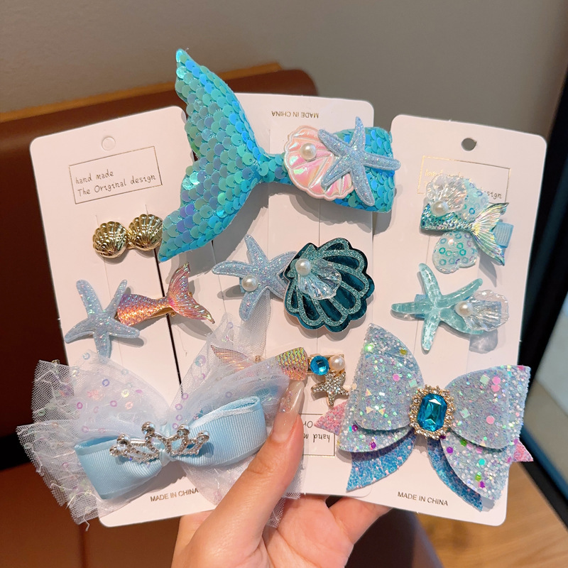 Girls' bow hair accessories, children's mermaid baby hair clips, Frozen headwear, Elsa Princess super fairy hair accessories Specification drawing