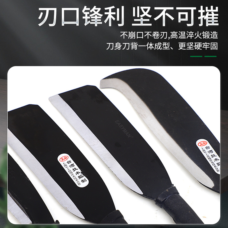 A sharp manganese steel plastic-handled agricultural firewood knife for outdoor firewood cutting and pruning fruit tree branches. A sickle details Picture