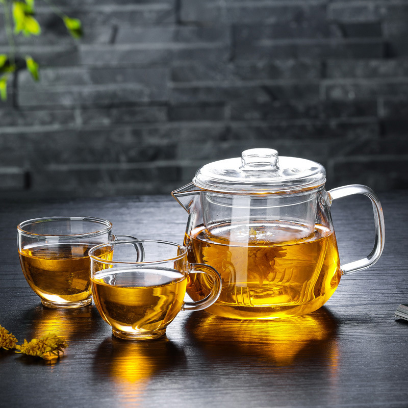 Factory stock high-temperature resistant glass flower teapots, small penguin teapots, creative brewing teapots, high borosilicate glass teapots 400ml details Picture
