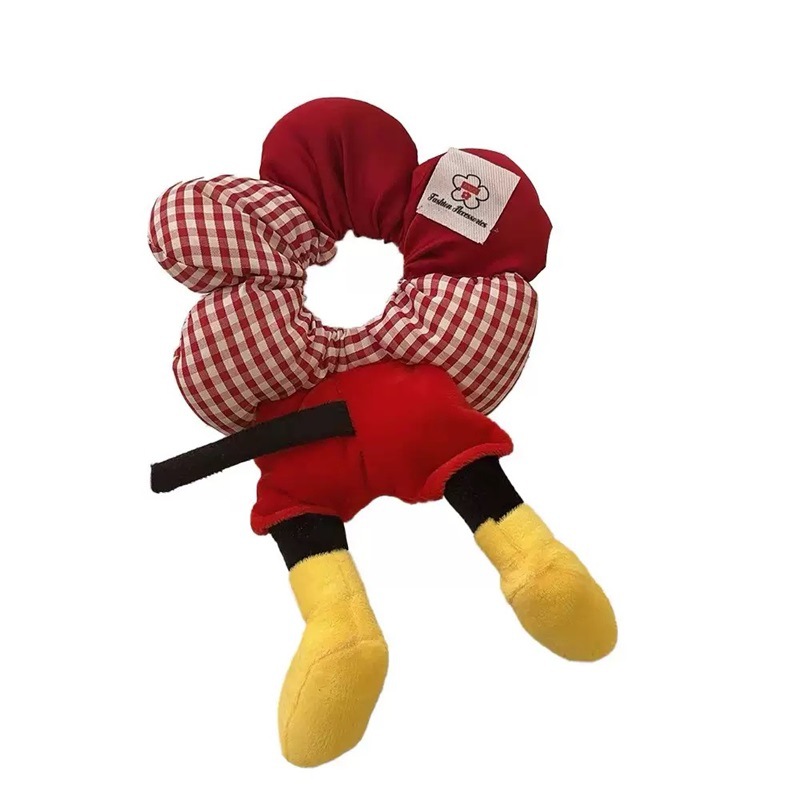 Cute cartoon Mickey Mouse bottom flower large intestine hair band, high-end creative hair accessory for women, bun hairstyle, new style Item Picture