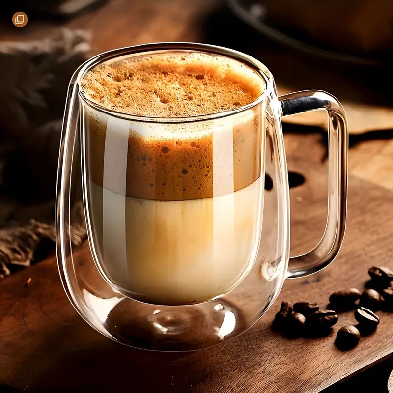 High borosilicate glass heat-resistant handle mug, multi-specification simple household double-layer cup, high-temperature resistant glass cup Application Scenario