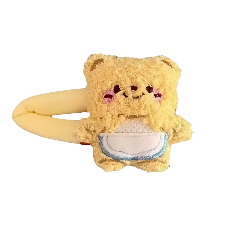 Cartoon butter bear plush hair clip, cute girls for autumn and winter, bangs on the forehead, BB clip, side headwear hair clip Item Picture