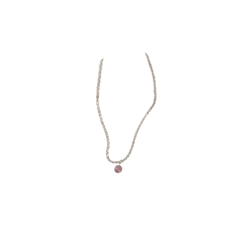 Pink diamond Starry Sky necklace S925 sterling silver sparkling neckchain, light luxury, ins niche collarbone chain, women's high-end feel Item Picture