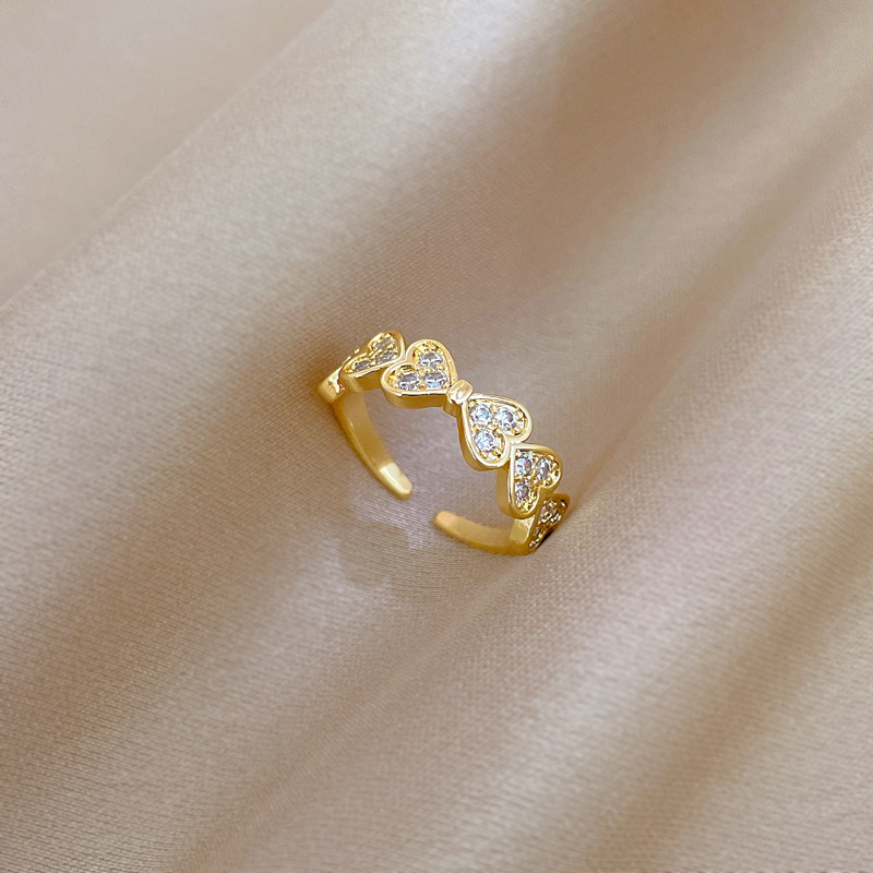 【 True Gold 】 Heart-to-Heart, full diamond ring with adjustable opening, simple Japanese-style ring couple rings full figure