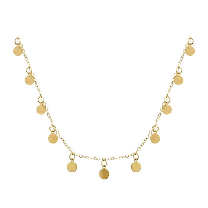 Retro-style metallic sequined necklace for women, light luxury, niche design, unique personality, layered collarbone chain accessory Item Picture