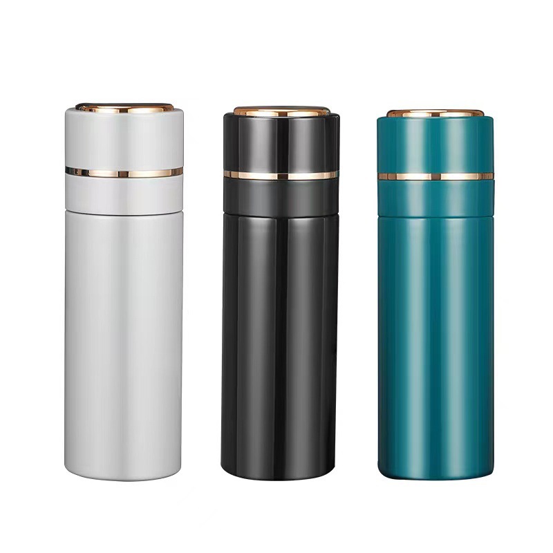 One-click lid opening quick-opening insulated cup, stainless steel tea-water separation vehicle-mounted insulated cup, high-end business office tea brewing cup Item Picture