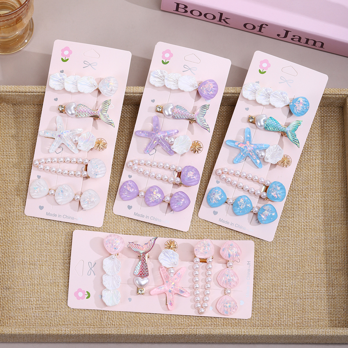 The new hairpin set from the Ocean series features mermaid hairpins, cute bangs, side clips and hair accessories full figure