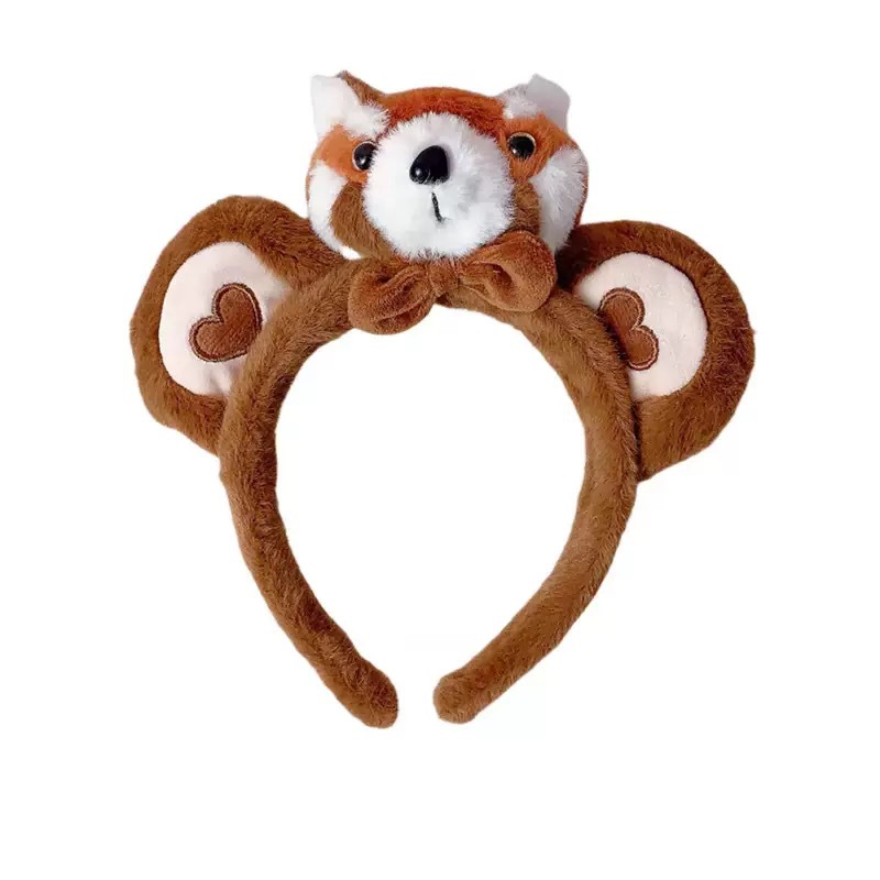 Cute raccoon headbands, creative cartoon headwear, zoo cute photo clips, plush red panda funny headbands Item Picture