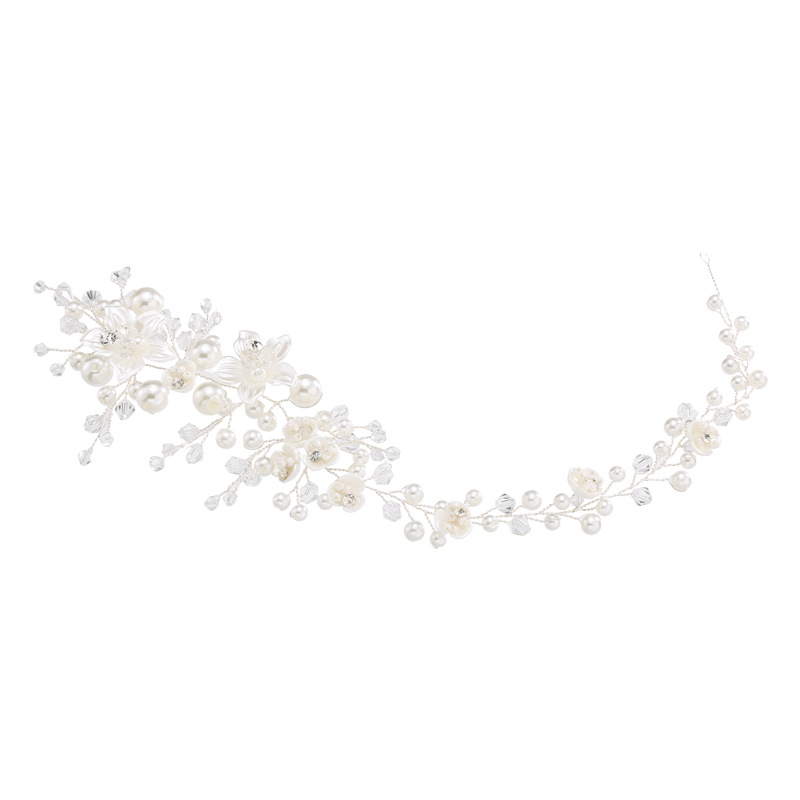 Korean bride accessories, pearl crystal hair bands, wedding updo, headwear, wedding makeup, hair accessories, acrylic flower hair bands Item Picture