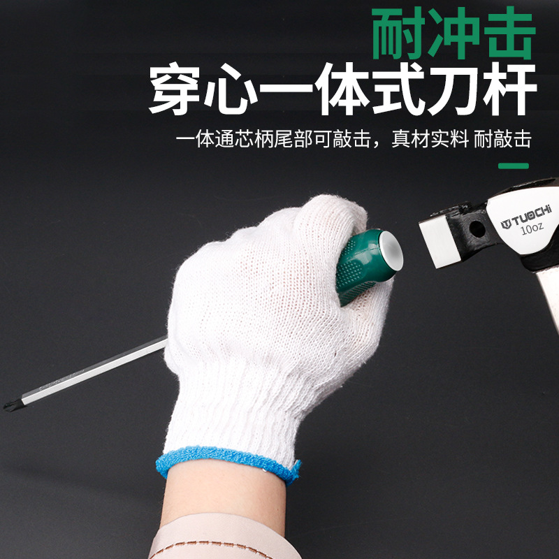 Industrial-grade through-hole screwdriver, through-hole screwdriver, impact can strike flat-mouthed plum blossom-shaped cross screwdrivers with magnetic force Specification drawing