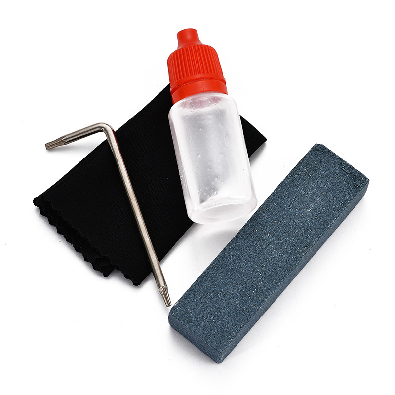 Knife accessories: hex socket and plum blossom dual-purpose screwdriver, whetstone, knife guard oil, cleaning cloth, knife maintenance and care set Item Picture