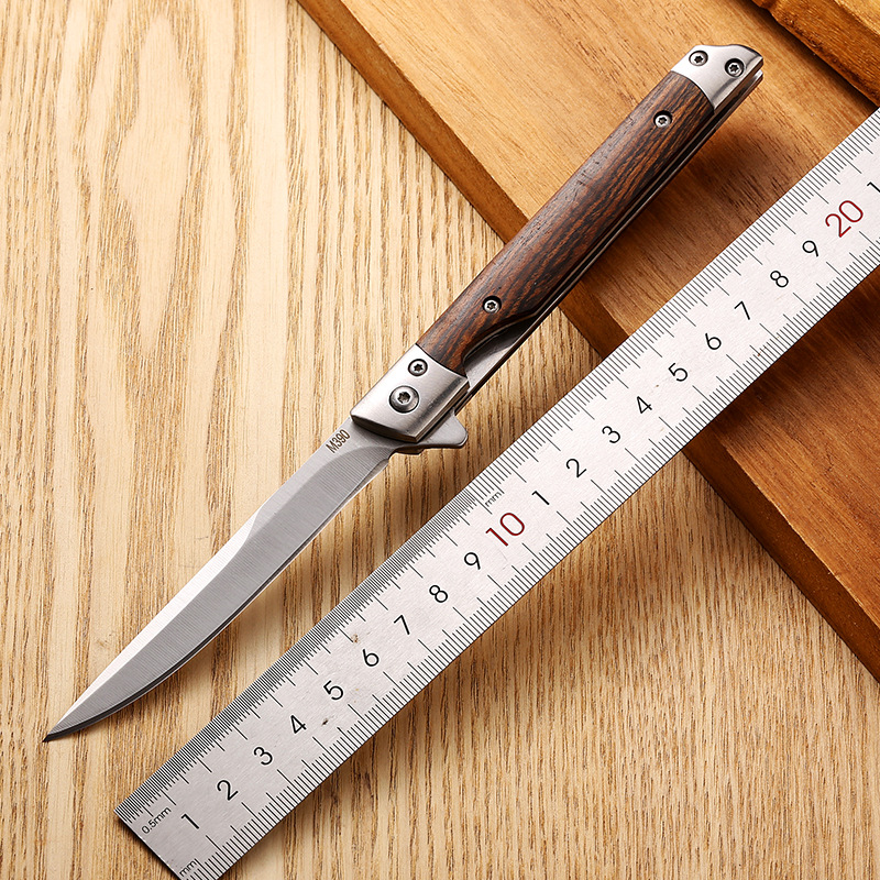 Original manufacturer's hot sale: Wooden handle folding, high hardness, durable, outdoor survival self-defense fruit knife, bone-removing knife undefined