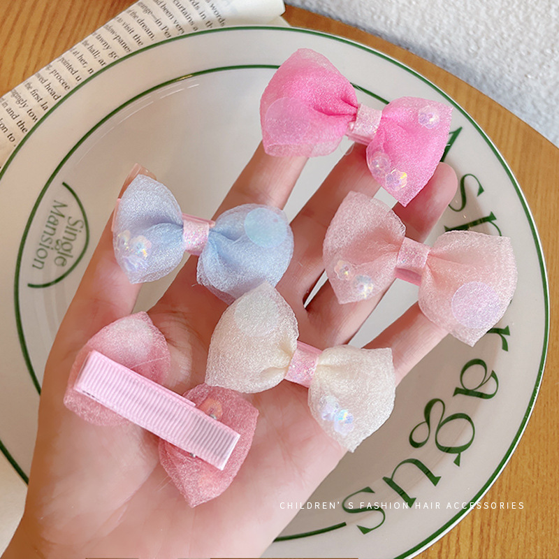 Korean cute princess bow hair clips, spring children's cartoon little girl bangs clips, baby broken hair clips Specification drawing