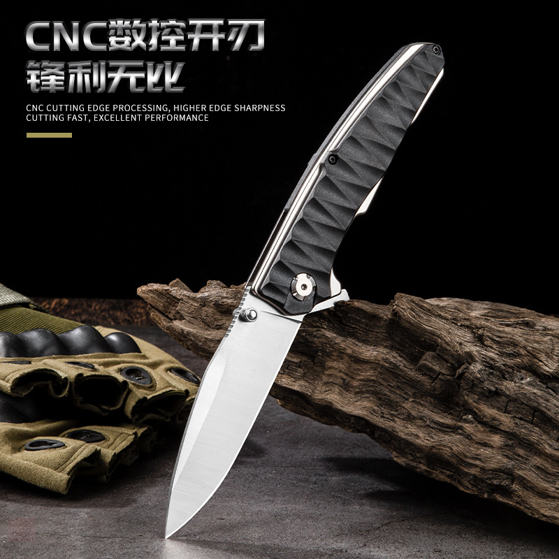 Manufacturer's in-stock outdoor camping D2 Python folding knife, a sharp, high-hardness portable knife details Picture