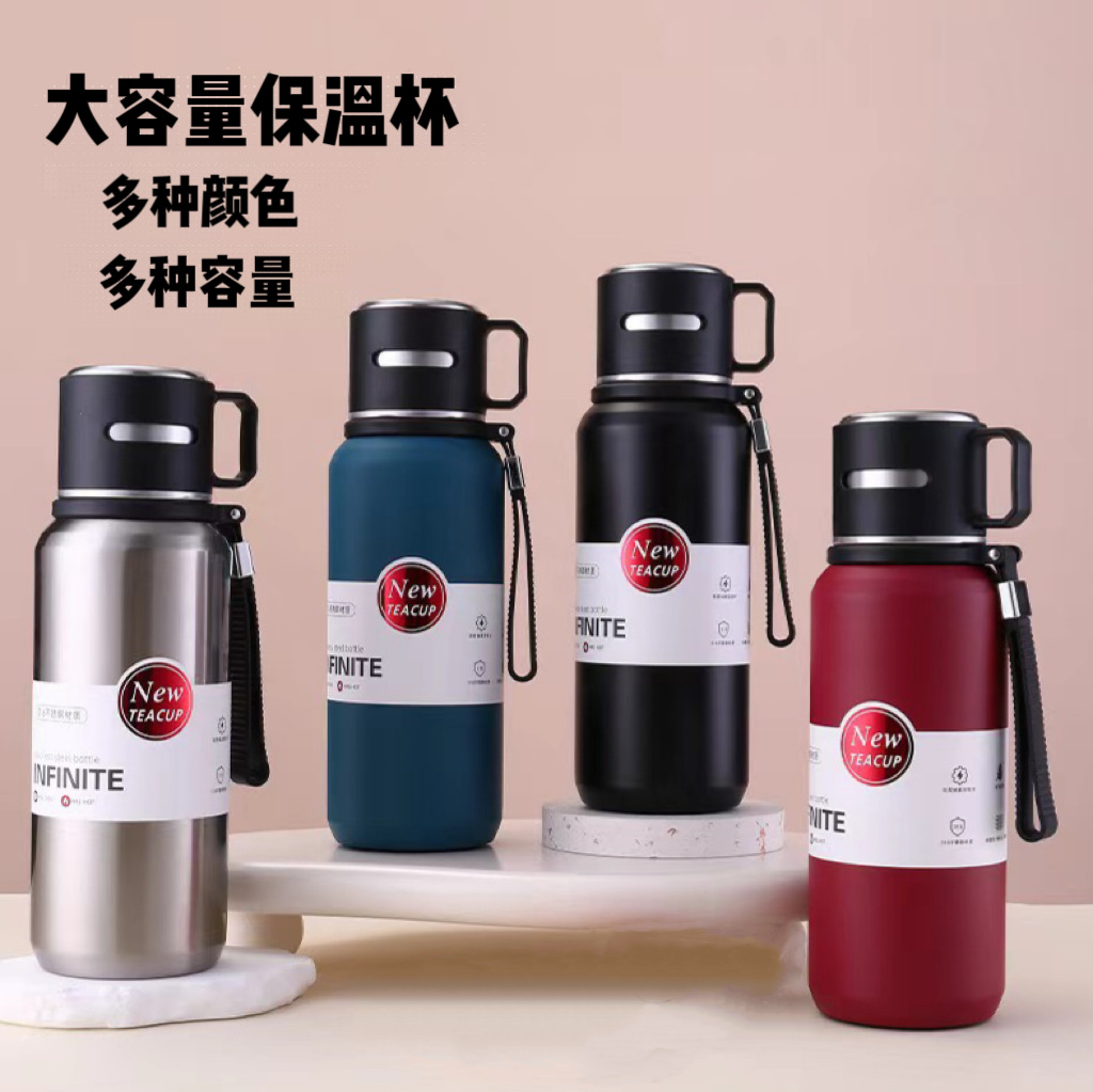 Cross-border large-capacity insulated cup, 316 stainless steel tea-water separation stewed cup, men's and women's outdoor sports double drinking water pot details Picture