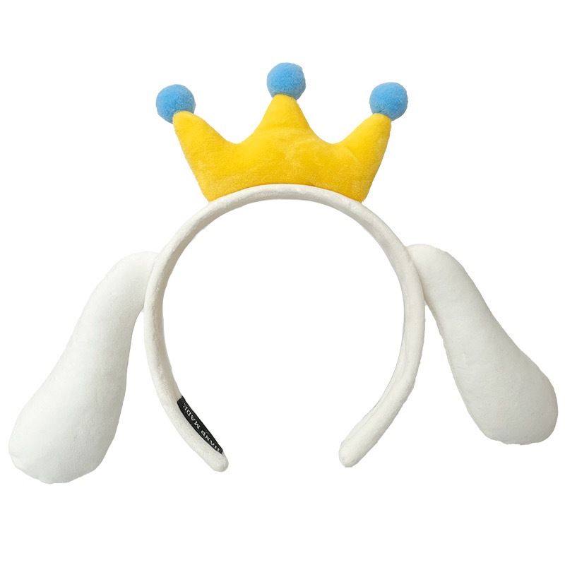 Cartoon crown cinnamon dog hairband, female bow headband, cute plush headwear, ear-hanging rabbit hairpin, face wash hair accessory Item Picture