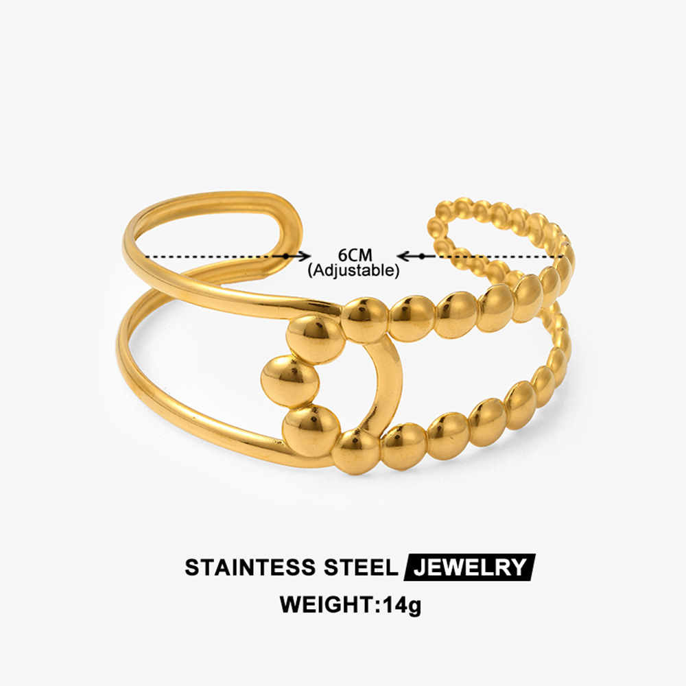 This cross-border gold-plated bracelet from Europe and America is a bestseller with a high-end touch. It features an original design with a polka dot finish and a Bohemian style Item Picture