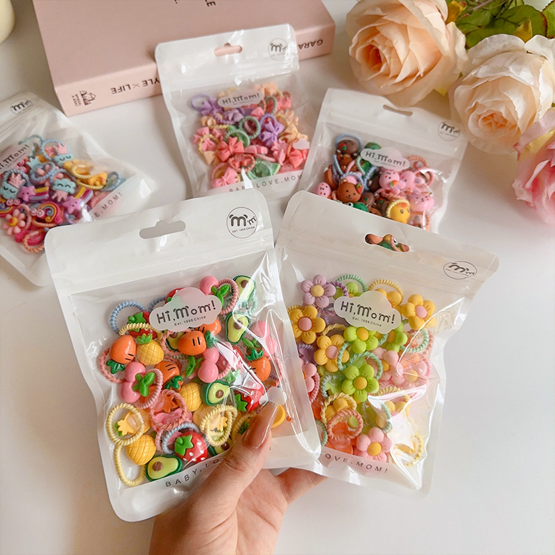 Children's rubber band, Korean candy cartoon thumb ring, hair tie, baby hair accessory, hair tie, no hair damage, hair tie Specification drawing
