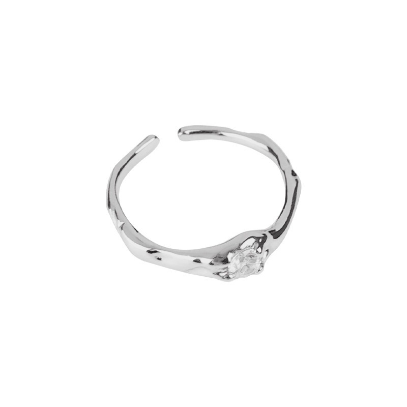 A niche design, light luxury trend, zircon inlaid ring for women, simple and individual, irregular ins style, open-mouth eating ring Item Picture