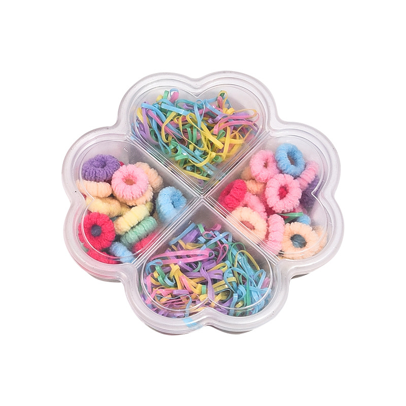 The new popular candy-colored children's set gift box features a cute rubber band headband that won't hurt hair and high-elasticity hair bands and hair accessories Item Picture