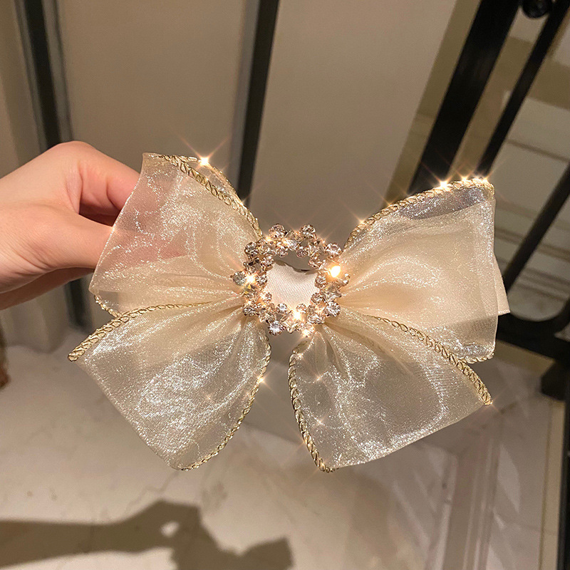 Bow hairpin top clip, feminine charm, rhinestone at the back of the head, hairpin, a popular 2022 new high-end hair accessory details Picture