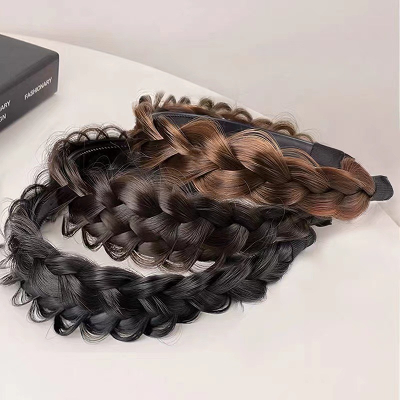 Fishbone braid, hair band, wig, braided hair, youthful hairpin, atmosphere, Korean-style headwear full figure