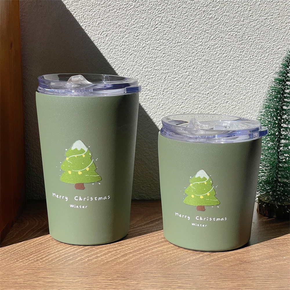 The cute thermos cup with a girlish heart is small, portable and simple. It is a student couple's water cup and a creative Christmas coffee cup details Picture