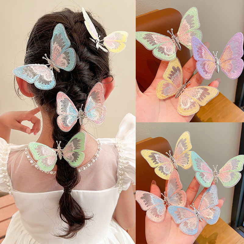 Moving butterfly handmade hair clips, summer children's princess cute little girl headwear, ancient-style hair accessories, Hanfu hair clips full figure