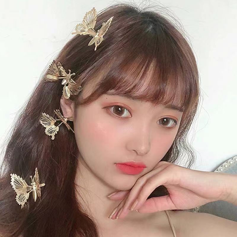 Super ethereal and dynamic simulation butterfly hair clip, tassel, popular edge clip, simple hair, C-card, nostalgic bangs clip, Korean hair Application Scenario